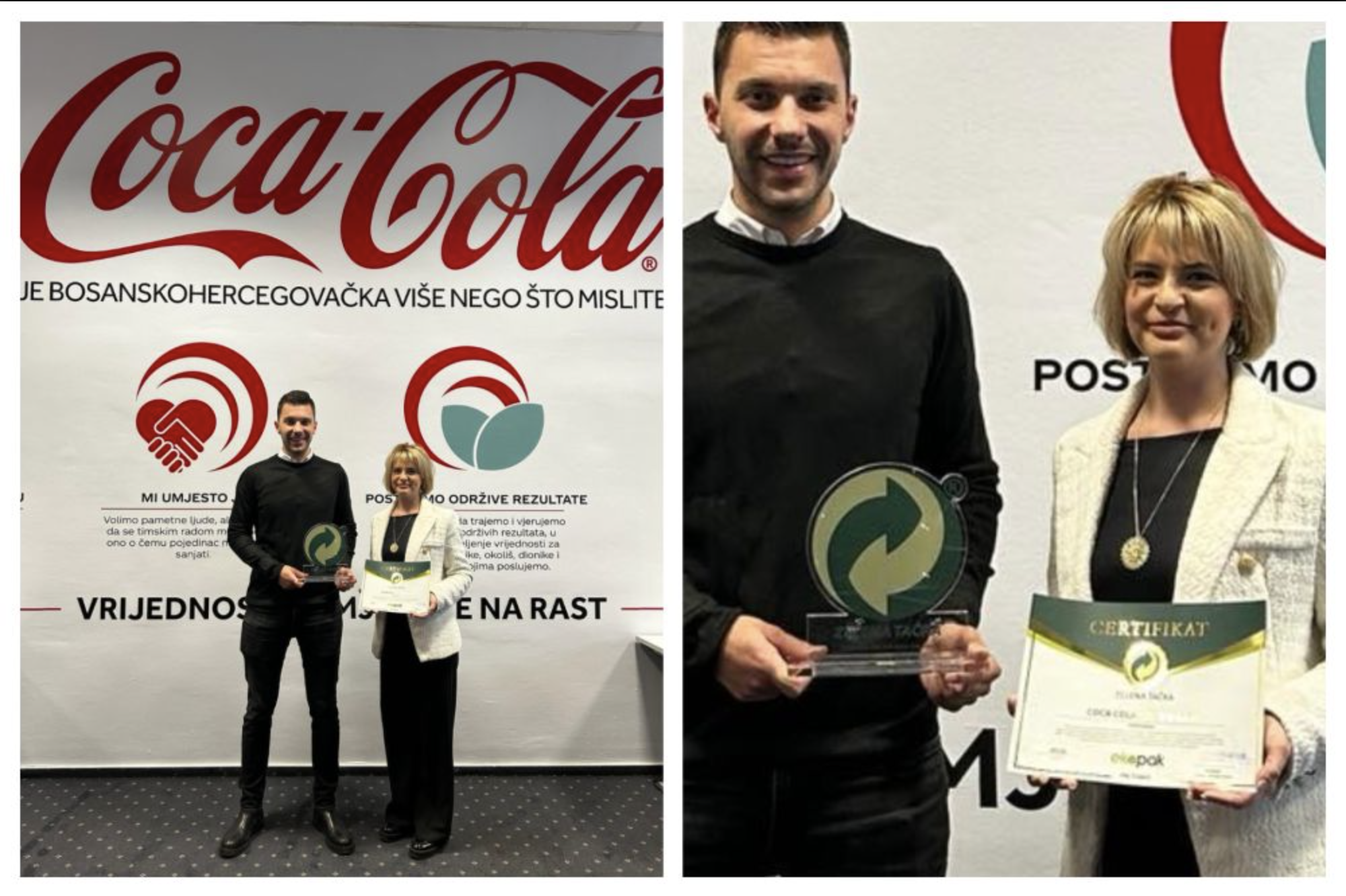 Coca-Coli HBC BH uručen certifikat Zelena tačka