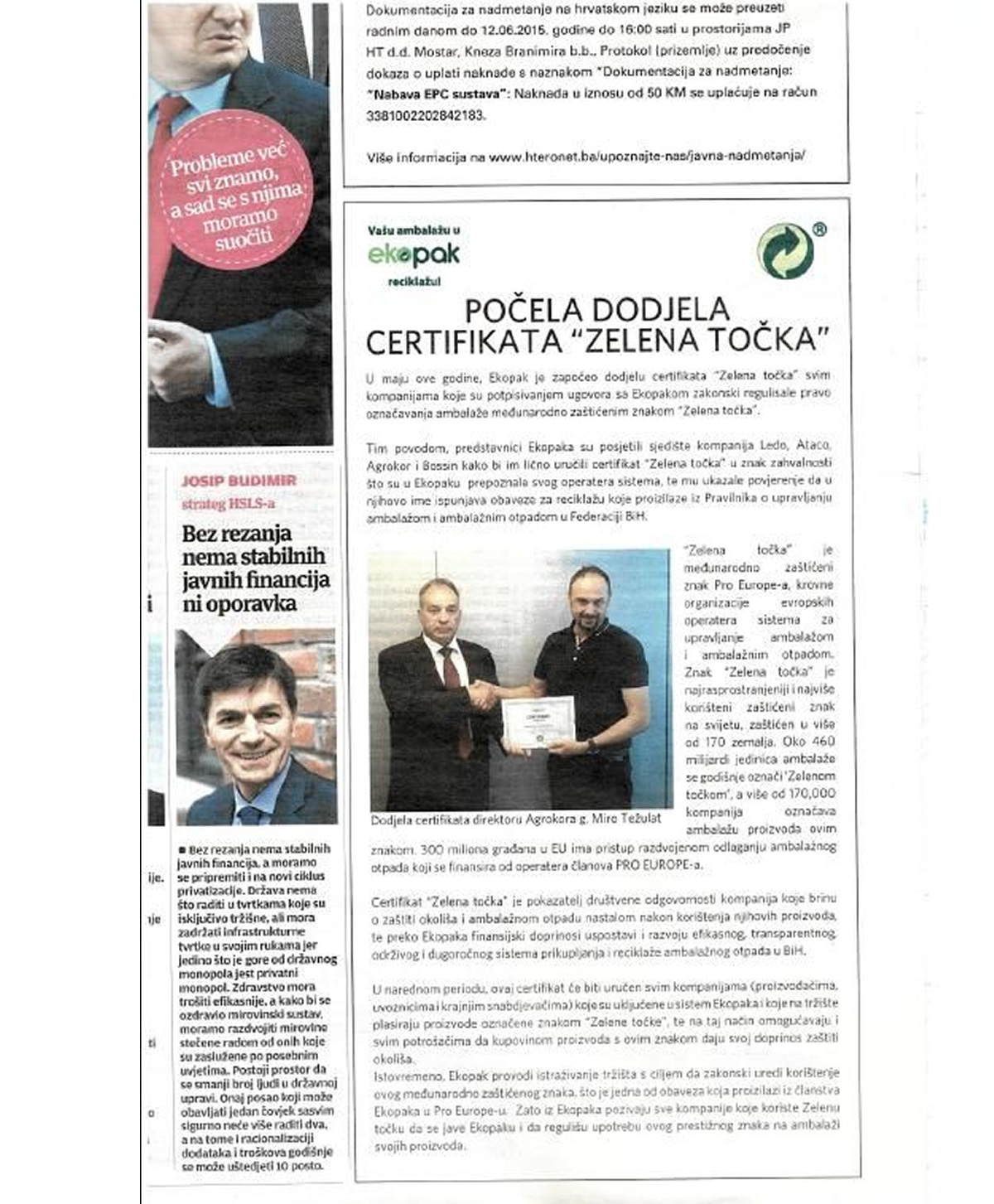 Dodjela certifikata Zelena tačka u Hercegovini